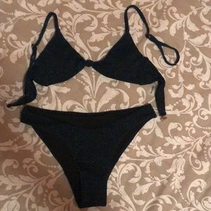 Glitter knot detail bikini swimsuit